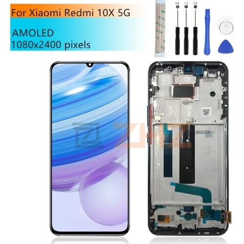 Amoled for Xiaomi Redmi 10X 5G lcd display Touch Screen Digitizer assembly +Frame for Redmi 10X 5G LCD replacement repair parts