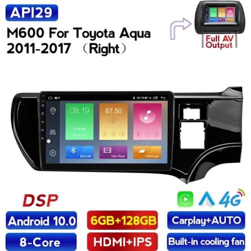 6+128G Android 10.0 IPS DVD 2Din Car Radio Multimedia Video Player Navigation GPS For Toyota Aqua 2011-2017 R Carplay AUTO
