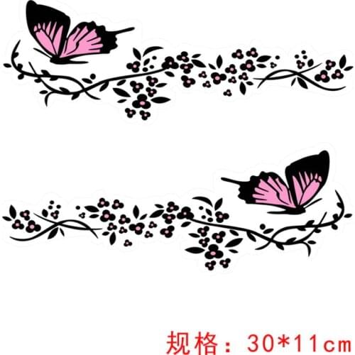 Butterfly Car Sticker Flowers Girl Car Styling Christmas Auto Light Stickers Car Creative Stickers Waterproof Car Head Sticker