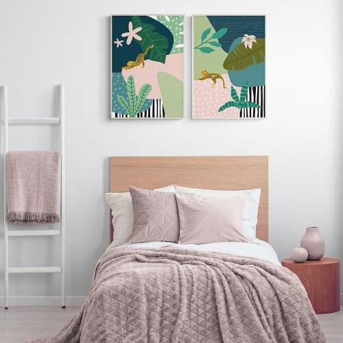 Botanical Garden Tropical Jungle Wall Art Canvas Painting Color Abstract Featuring Animal Nordic Poster and Prints Picture Moder