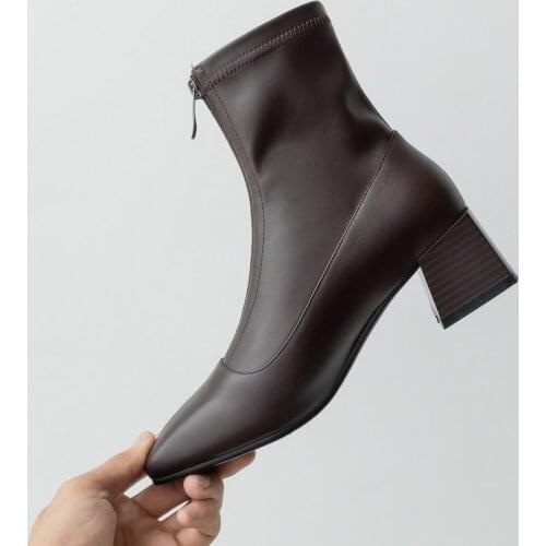 New style Genuine leather Chelsea boots Womens boots Autumn and winter Female boots socks Womens shoes