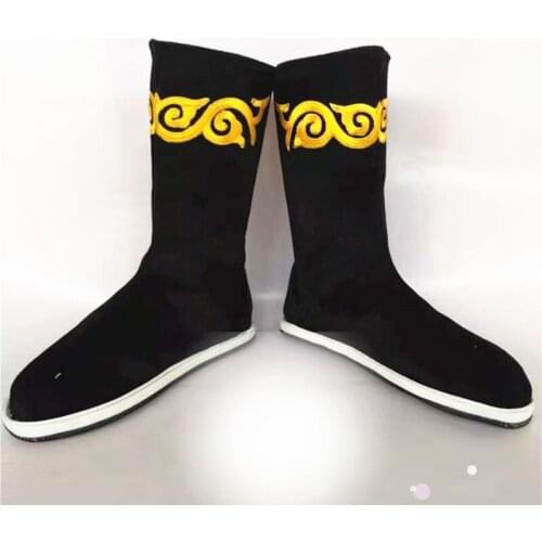 Black vintage high boots for adults and children TV Movie cosplay shoes accessories anime party favors hanfu soldier boots