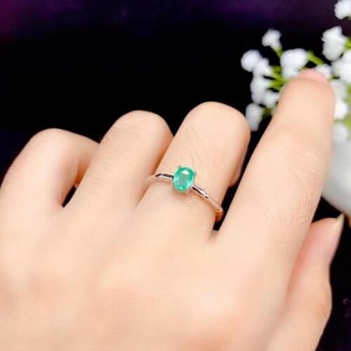 CoLife Jewelry Simple 925 Silver Ring for Daily Wear 4mm*5mm Natural Emerald Ring Fashion Emerald Silver Ring Woman Gift