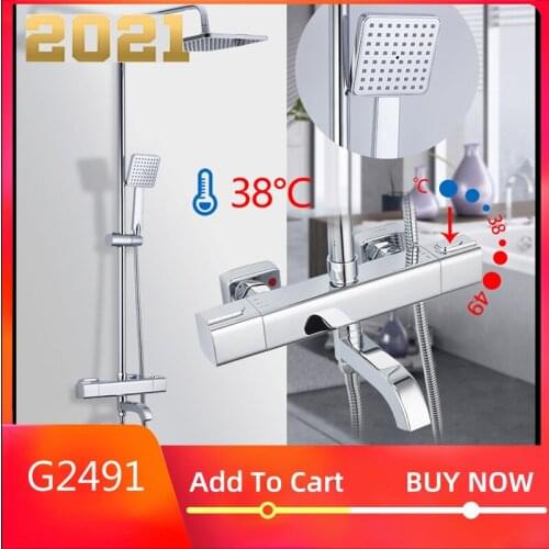 Shower system thermostatic Bathtub mixer tap waterfall faucet shower thermostat tap rainfall shower sets
