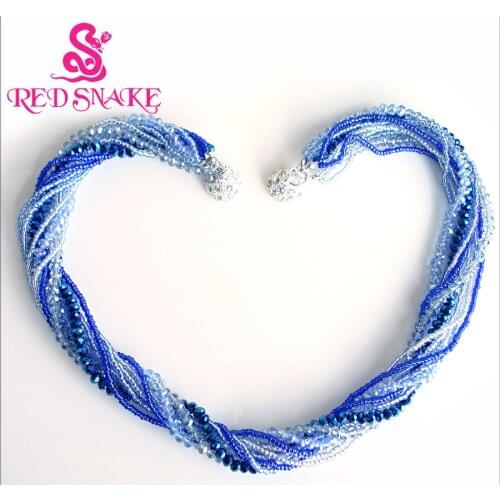 RED SNAKE Brand Product Bule Crystal Multi Strands Chains Necklaces Magnetic Buckle Fashion Jewelry Great . Discounts