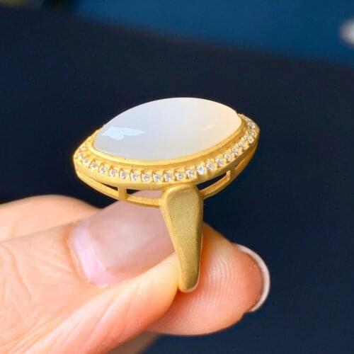 Hot Sale Simple Inlaid Rhinestone Moonstone Rings for Women Jewelry Gothic Female Ring Bijouterie Female Accessories