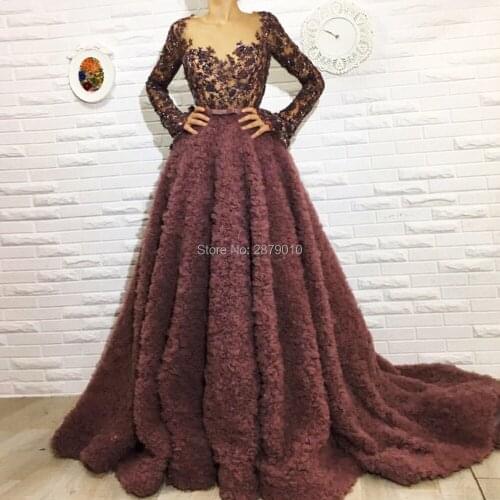 Junoesque Sweetheart A-Line Evening Dress Floor-Length Beaded Sequins Tulle Full Sleeves Women Dress Prom Party Dress Dubai