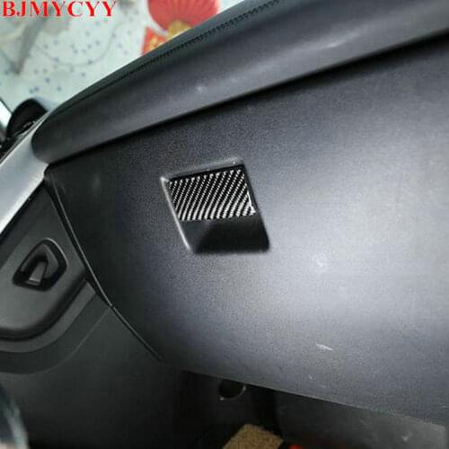 BJMYCYY Car-Styling co driver storage box handle carbon fiber decorative patch For Land Rover Discovery Sport 2015-2019
