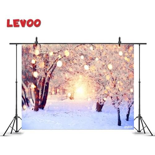LEVOO Photozone Backdrop Winter Forest Lights Christmas Wonderland Decor Background Photography Photocall Printed Shoot Props
