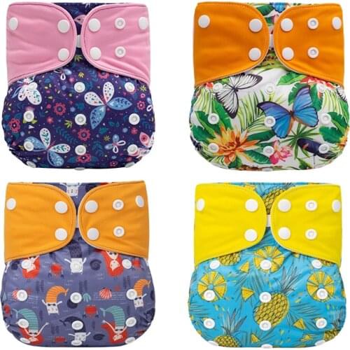 [Mumsbest]Absorbent Ecological Reusable Diaper For Baby Training Panties Childrens Disposable Cloth Pocket Nappy 4Pcs Pack