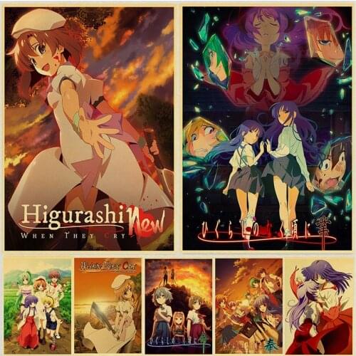 Cartoon Anime Higurashi When They Cry Poster Kraft Paper Prints and Painting Home Room Decoration Art Wall Stickers
