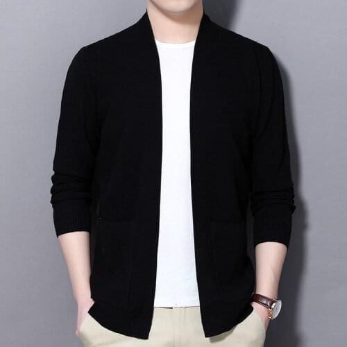 2021 Spring Autumn Fashion Thick Warm Knit Sweater Jacket Men Casual Coats Solid Color Mens Long Sleeve Knitwear Cardigan E165