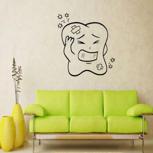 Cartoon Tooth Emotions Wall Sticker Teeth Dentist Dental Clinic Decor Wallpaper Bathroom Decoration Children Room Wall Decals
