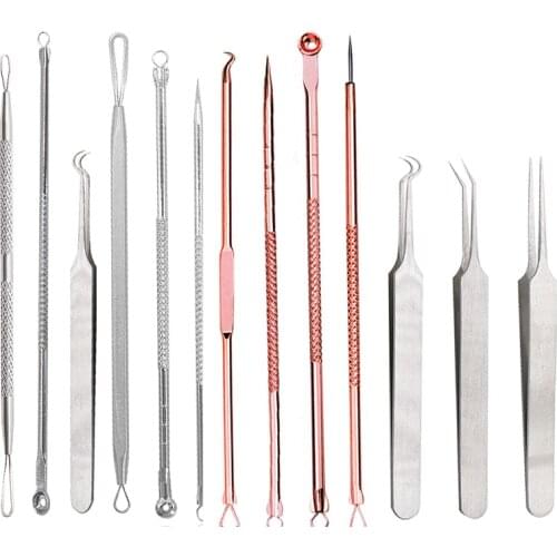 9styles Blackhead Pimple Acne Remover Tool Needles Comedone Blemish Extractor Spoon for Face Cleaning Skin Care Acne Tweezers