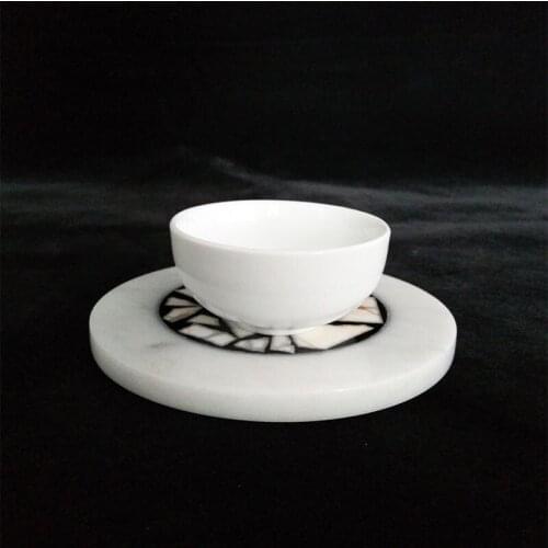 Natural marble coasters creative resin double Mosaic coasters logo custom gifts