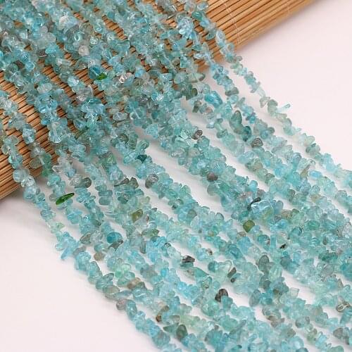 Natural Gravel Chip Beads Irregular Blue Apatites Loose Stone Beads for Making Jewelry Necklace Size 3x5-4x6mm Length 40cm