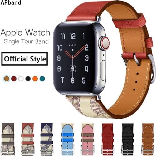 100% Genuine Leather strap for Apple watch band 44mm 40mm 42mm 38mm Single/Double tour bracelet iWatch 3 4 5 6 se band