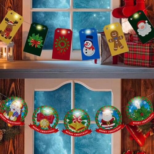 Christmas Decoration Light Diamond Painted Christmas Tree Decoration Chain cCrd With Lights String Decoration Party Gift Decor