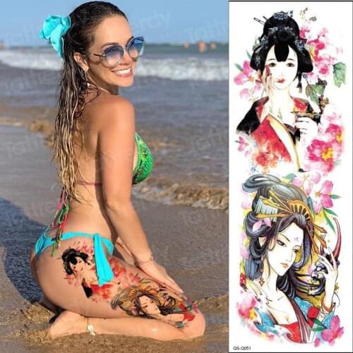 Sexy tattoo for women temporary tattoo full arm sleeve tattoo removable waterproof tattoo geisha girls stickers bikini large