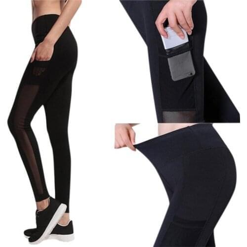 Yoga Pants Push Up Elastic Fitness Leggings Slim Fit Mesh Pants On For Yoga Running Workout Training Tights Trouser Pocket
