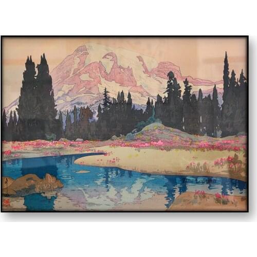 Mount Rainier Hiroshi Yoshida Vintage Japanese Art Poster Mountain Landscape Woodblock Canvas Print Painting Wall Art Home Decor