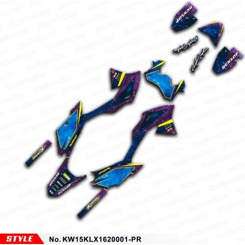 Aftermarket Dirt Bike Graphics Custom Sticker Kit for KLX150BF KLX 150 BF 2016 2017 2018 2019 2020, Style No. KW15KLX1620001-PR