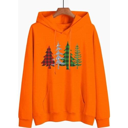 Christmas Women Vintage Hoodie Funny Christmas Trees Graphic Hip-hop Sweatshirts Long Sleeve Loose Harajuku Pullovers Female