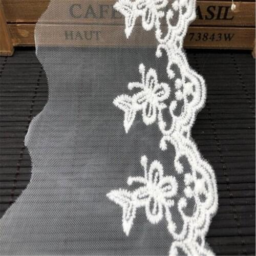 1 yard 8.5cm Flower Embroidered Lace Fabric Trim Ribbons DIY Sewing Handmade Materials