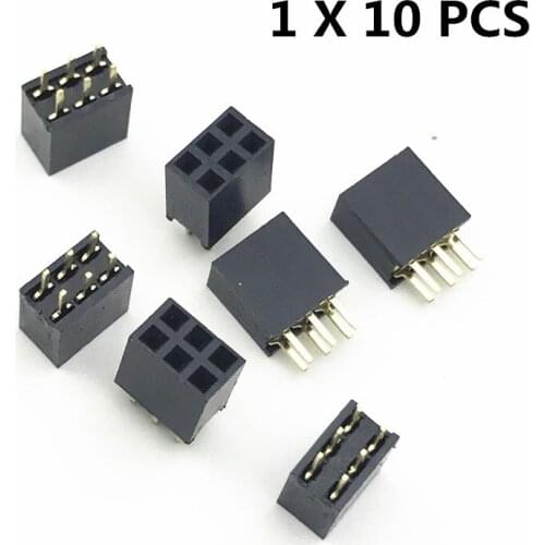 10 Pcs 2.54mm Double Row Female 2-40P Pin Header Female Connector 2x / 2/3/4/5/6/7/8/9/10/12/14/16/18/20/25/30 / 40Pin