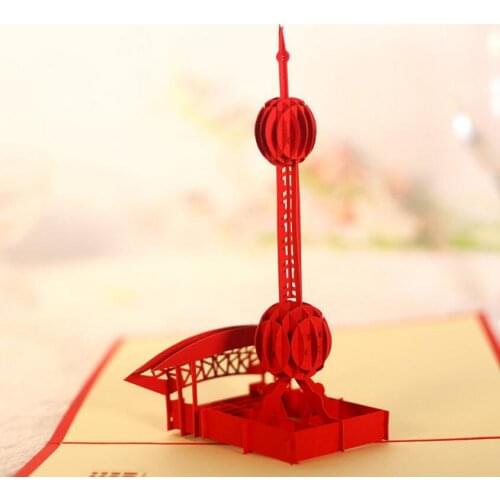 10pcs 3D Creative City Building Handmade Kirigami Origami Wedding Party Invitation Cards Greeding Birthday Postcard