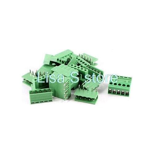 10 Pcs 5Pin 3.96mm Spacing PCB Screw Terminal Block Connector 300V 10A AWG14-26