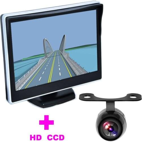 5" TFT LCD Car Monitor + 2 in 1 Auto Parking Assistance System Universal Car Rearview Camera backup camera ccd 170 Angle monitor