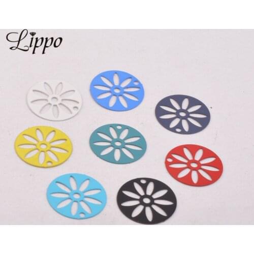 50pcs AC10912 16mm Round Flower Charms womens Earrings Diy Handmade Jewelry Parts