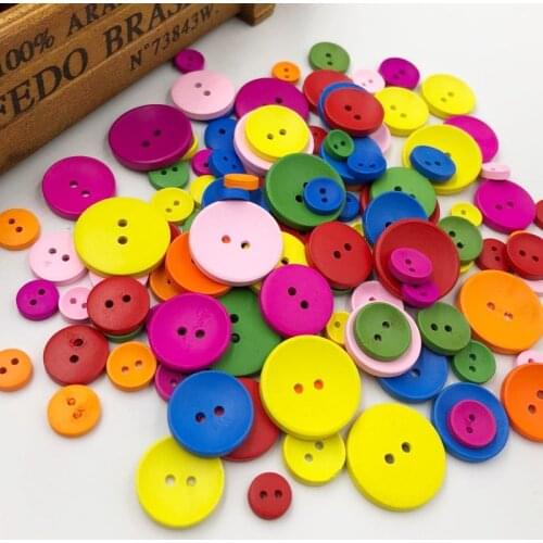 50Pcs 2 Holes Mixed Size Wood Buttons For Craft Round Sewing Buttons Scrapbook DIY Home Decoration Accessories WB533