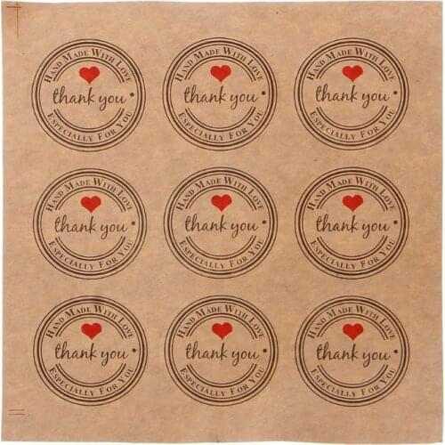 9Pcs 1.6" Kraft Paper Thank You Self Adhesive Label Sealing Stickers Round Shape
