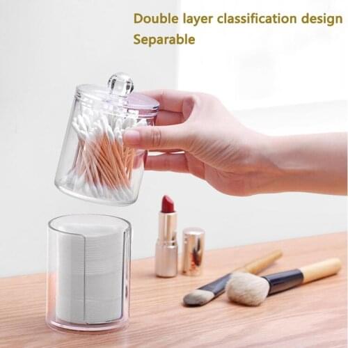 Acrylic Cosmetics Organizer Cotton Swab Makeup Organizer Storage Box Portable Container MakeUp Cotton Pad Holder