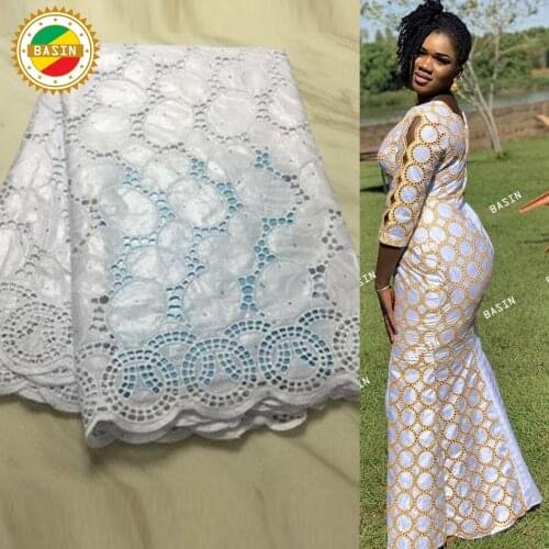White Bazin Riche With Stones 2021 Top Quality Lace Fabric For African Women Wedding Evening Gowns Bazin Riche Laces Fabrics