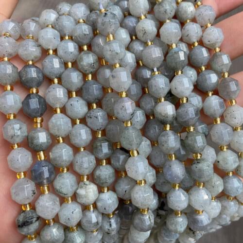 Faceted Natural Stone White Labradorite Beads Olive Shape Loose Spacer Beads 6mm 8mm 10mm Pick Size 15'' DIY For Jewelry Making
