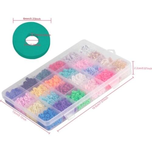 Clay Spacer Beads Bracelets Necklace Earring DIY Craft Kit with Pendant Jump Rings Pack Bracelets 6mm Flat Clay Beads