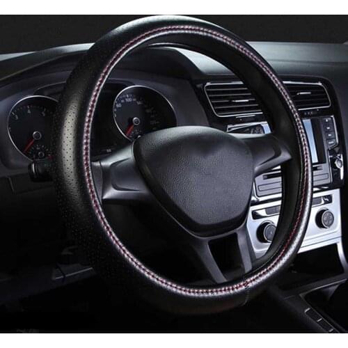 Genuine Leather Steering Wheel Cover Breathable Hole Auto Steering-Wheel Covers For Auto Car Interior Accessories 38CM