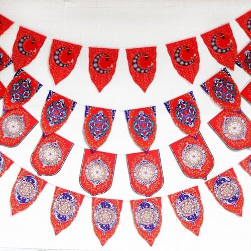 Eid Mubarak Decor Colorful Eid Banner Bunting Hanging Garland Ramadan Decoration Islamic Muslim DIY Festival Party Supplies