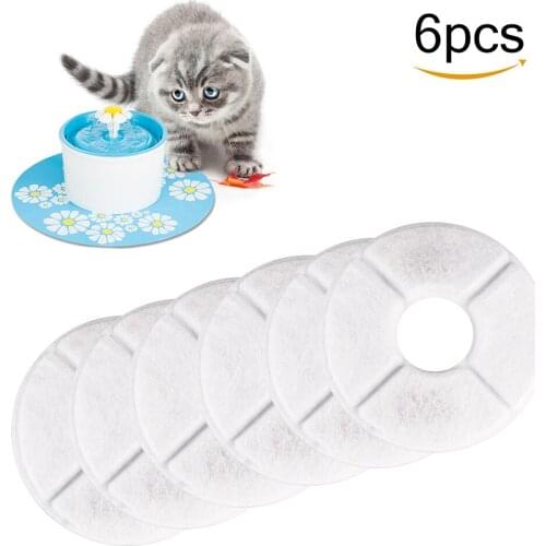 6Packs Activated Carbon Replacement Filters Pet Fountain Automatic Flower Water Charcoal Filters Dispenser Compatible Cats Dogs