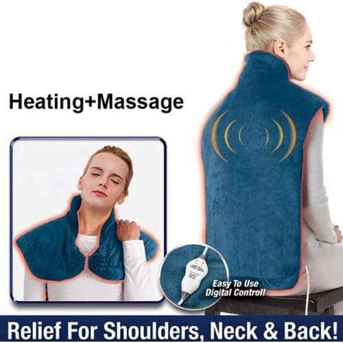 Flannel Health Relief Wrap Neck Shoulder Back Muscles Pain Relief Heating Pad Extra-Long Massaging Heat Wrap Household Massager