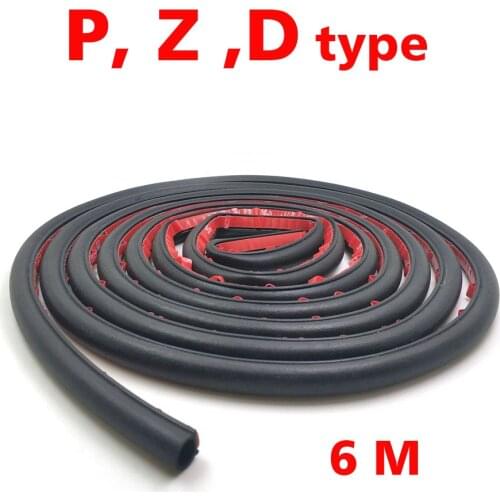 6 Meter Z P D type 3M adhesive car rubber seal Sound Insulation , car door sealing strip weatherstrip edge trim noise insulation