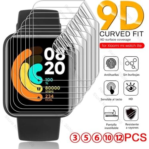 3-12PCS 9D Curved Hydrogel Film For Xiaomi Mi Watch Lite Protective Film for Xiomi Redmi Redmy Watch Light Smart Watch Not Glass