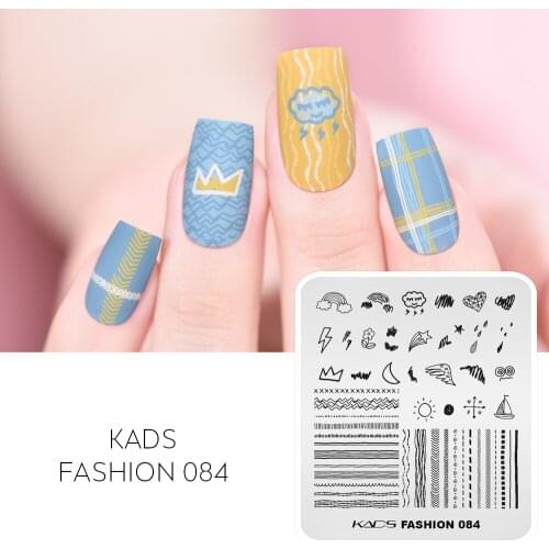 KADS Nail Stamping Plates Fashion 084 Nail Art Plates Hand Drawn Cartoon Line Pattern DIY Nail Plate Template Image Stencil
