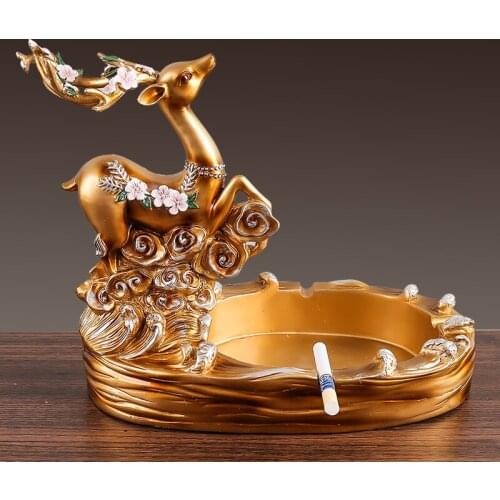 Classic Retro Jump Deer Living Room Decoration Golden Luxurious Ashtray
