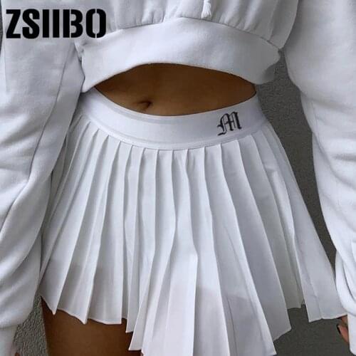 Preppy accessory White Pleated Skirt Short Woman Elastic Waist Mini Skirts Sexy Mircro Summer Embroidery Mini Tennis Skirt New