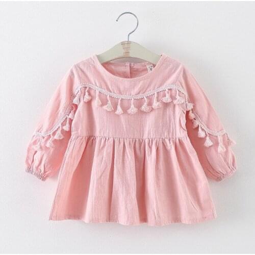 Korean 2020 New Girls Tassels Princess Dress Girl Toddler Infant Spring Dress Shirt Cute Children Clothing Fashion Kids Clothes