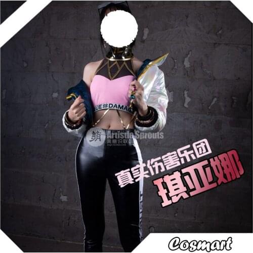 Game LOL Empress of the Elements Qiyana Real Damage Band Cosplay Costume Uniform Halloween Suit for Adult New 2019